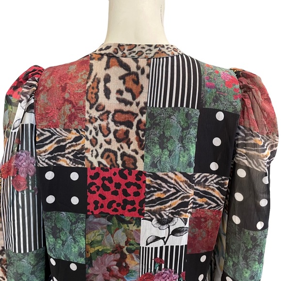 Desigual Dress Chiffon Patchwork Long Sleeve Minidress NEW w/tags - Picture 9 of 15